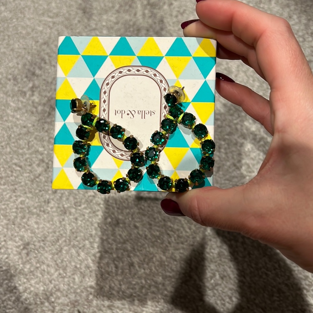 Stella and dot emerald colored stone earrings!